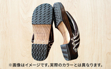 【選べるサイズ】日田下駄杉 紺色系(ビーチ) 25〜27.5cm　日田市 / 月隈木履工業所　日田杉 外履き サンダル[ARBJ008]