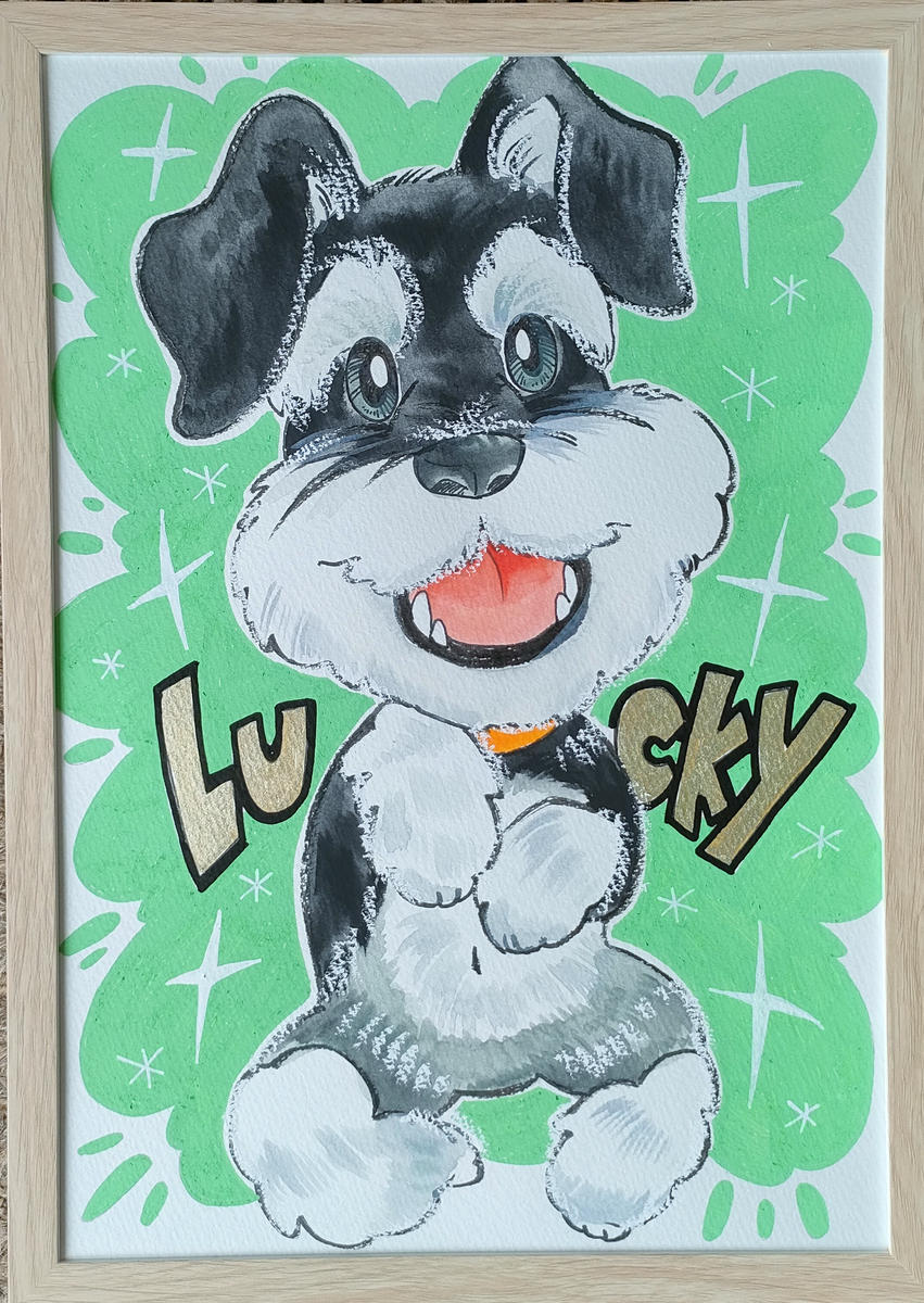 似顔絵ギフト～A4 ３名様～「額付き」「手描き水彩画」 イラスト にがおえ 手書き 水彩画 絵の具 絵 飾り 誕生日 七五三 ペット 犬 猫 結婚 記念日 ギフト 贈り物 プレゼント H201-003