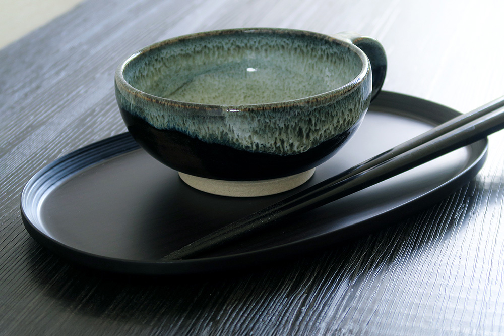 BUNACO オーバルトレイ Sサイズ （ブラック) お盆 トレイ 食器 木製 ウッド  木製食器 キッチン 雑貨