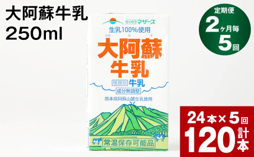 
【2ヶ月毎 5回定期便】大阿蘇牛乳 250ml 計120本(24本×5回) 計30L
