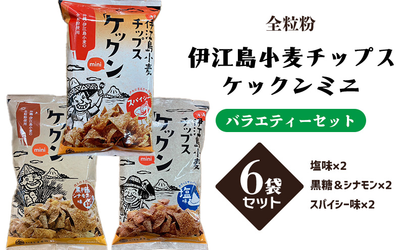 【全粒粉】伊江島小麦チップス　ケックンミニ　バラエティーセット EM 独特な風味 軽い食感 ご当地 おやつ おつまみ お菓子 トルティーヤチップス サルサ お気に入り 美味しい 人気 沖縄 離島 クセになる 国産 お土産 送料無料 産地直送 楽しみ