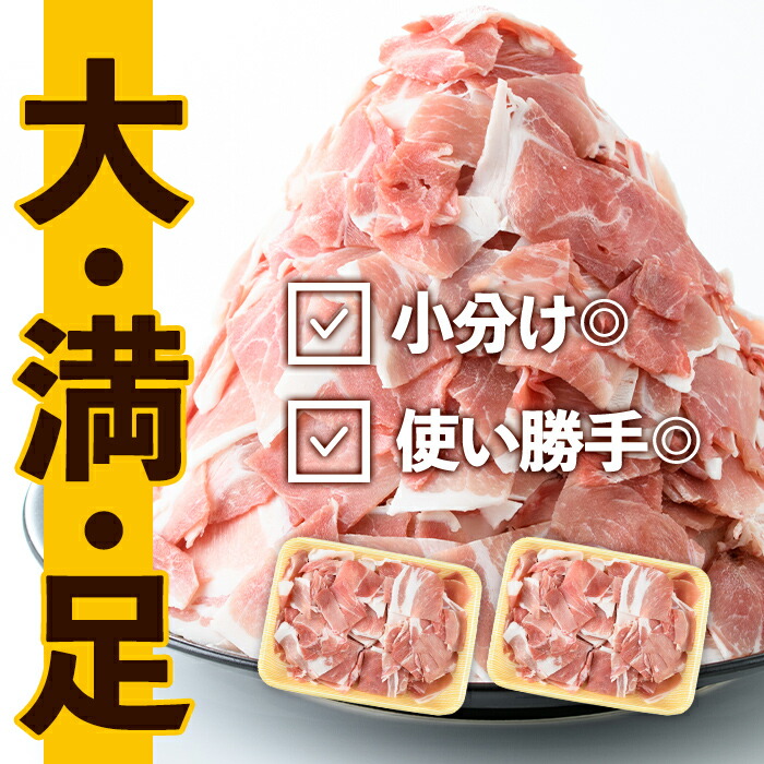 i1207-A ＜定期便・計3回(連続月)＞九州産 豚コマ切れ肉  (500g×2P×3回・計3kg) 鹿児島 豚肉 ポーク 小間切れ こま切れ 豚小間 細切れ 豚汁 炒め物 冷凍 定期便 連続月 5
