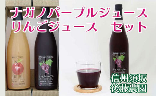 
[№5657-2389]《後藤農園直送》ナガノパープルジュース 720ml ＆ 林檎ジュース 720ml セット
