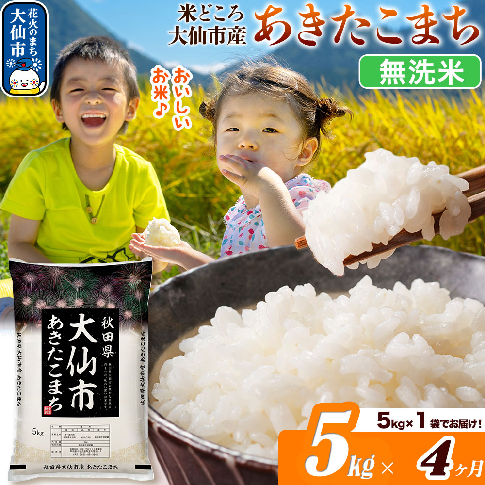 米《定期便4ヶ月》あきたこまち【無洗米】米どころ秋田県大仙市産 あきたこまち5kg（5kg×1袋） [米 お米 こめ 無洗米 精米 あきたこまち ブランド米 通算18回 特A 小分け ご飯 ごはん 米どころ 秋田県産 大仙市]
