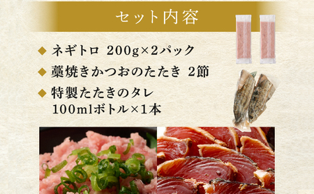 【お試しセット】 土佐流 藁焼き かつおのたたき ２節 と 高豊丸 ネギトロ 400ｇ セット 魚介類 海産物 カツオ 鰹 わら焼き ねぎとろ まぐろ マグロ 鮪 高知 コロナ 緊急支援品 海鮮 冷凍