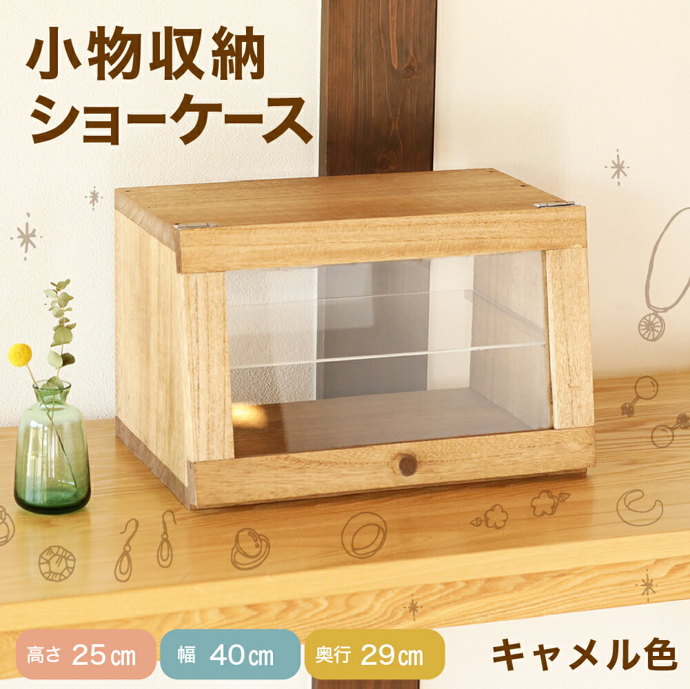 【ふるさと納税】ショーケース　高さ25cm　幅40cm　奥行29cm アクリル 桐材 インテリア アクセサリーケース 展示棚 木製 小物入れ 飾り棚 一点物 下呂温泉 キャメル 棚 30000円 岐阜県 下呂市