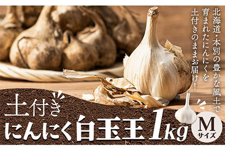 【先行予約】土付き にんにく 白玉王 1kg Mサイズ 本別町産 斎啓一《2026年8月上旬-9月末頃出荷》