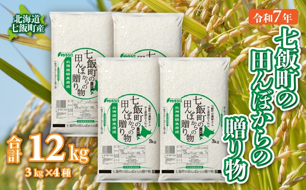 
            令和7年産（2025年産） 七飯町の田んぼからの贈り物3kg×4 【 ふるさと納税 人気 おすすめ ランキング 七飯町産ブレンド米 ブレンド米 精米 白米 玄米 もち米 うるち米 北海道 七飯町 送料無料 】 NAAQ010
          