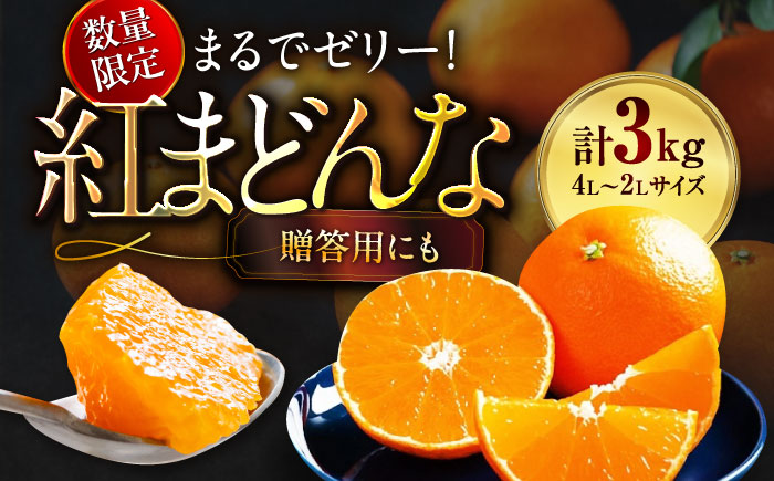  紅まどんな 4L〜2L玉サイズ 約3kg（8玉〜12玉入）【先行予約】【11月下旬から順次発送】化粧箱入 果物 フルーツ みかん ミカン まどんな 愛媛県大洲市/愛媛たいき農業協同組合[AGAO008]