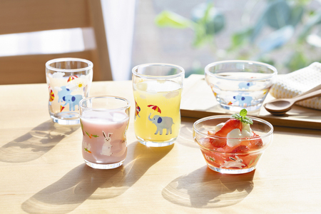 つよいこグラス (S) かくれんぼうさぎ・かくれんぼぞう 各2個｜コップ カップ 子供 食器 アデリア 石塚硝子 【0529】