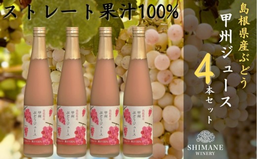 
                  100%ぶどうジュース甲州4本セット【島根ワイナリー ストレート 果汁 100% ジュース 葡萄 ぶどう セット商品 島根県 出雲市 おすすめ 人気】
                