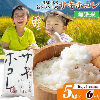 ふるさと納税 大仙市 米《6ヶ月》サキホコレ【無洗米】令和7年産 5kg|22_ssn-050506m_sf