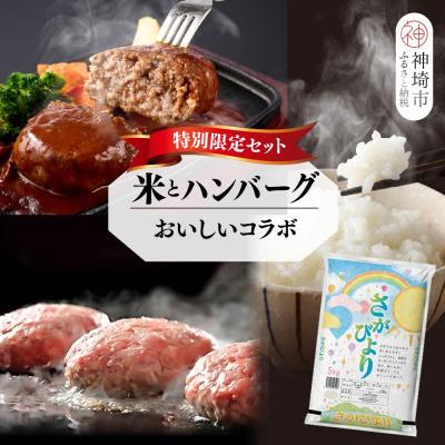 ふるさと納税 神埼市 【2回定期便】特別限定セット さがびよりと佐賀牛ハンバーグ おいしいコラボ(H996P110)