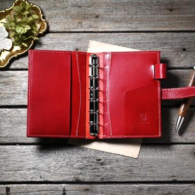 ふるさと納税 長浜市 本革ミニ6穴サイズシステム手帳 15mmリング【コニャック(琥珀色)】 |  | 01