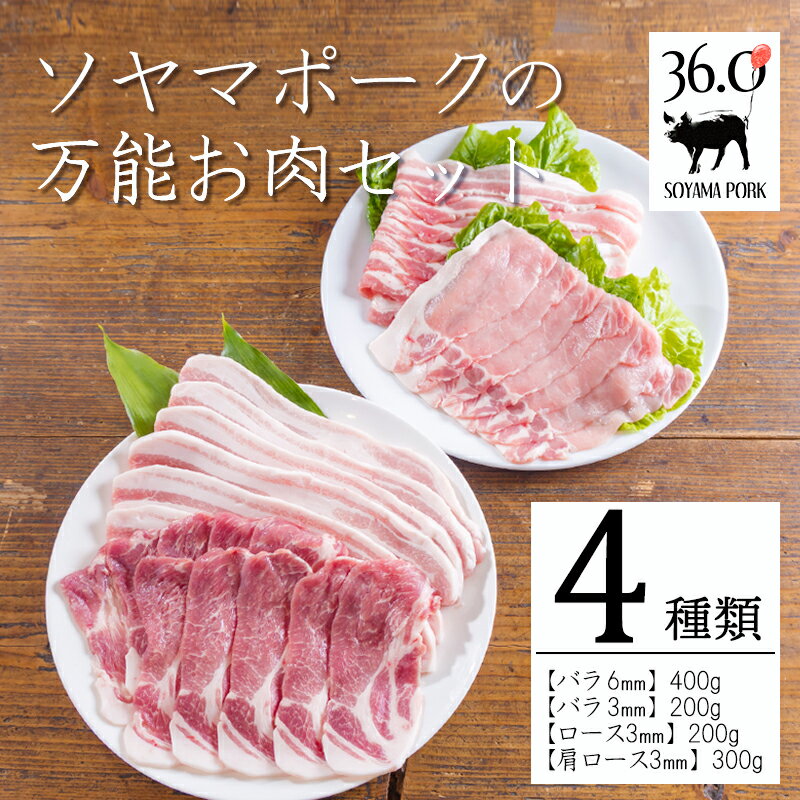 【ふるさと納税】ソヤマポークの万能お肉セット全4種類(バラ2タイプ ロース 肩ロース) 1.1kg 焼肉・炒め物用 小分け 使いきり包装 5パック 口の中ですっと溶けていく上質な脂 溢れだす旨味と甘味 豚肉 日々の献立やお弁当にもぴったり 国産 宮崎県 高原町 送料無料 12000円