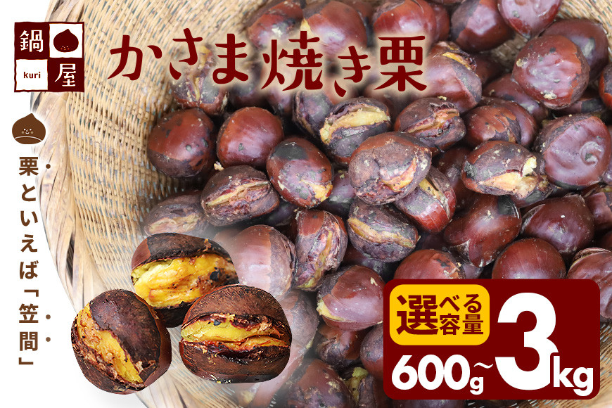 
            先行予約 有限会社鍋屋本店 かさま 焼き栗 600g ～ 3kg (1箱～5箱) 茨城県 笠間 かさま 焼き栗 栗 くり 和栗 国産栗 甘栗 栗きんとん スイーツ おやつ 低温熟成 無燻製 保存料無添加 送料無料 贈答用 ギフト 10月1日より順次発送
          