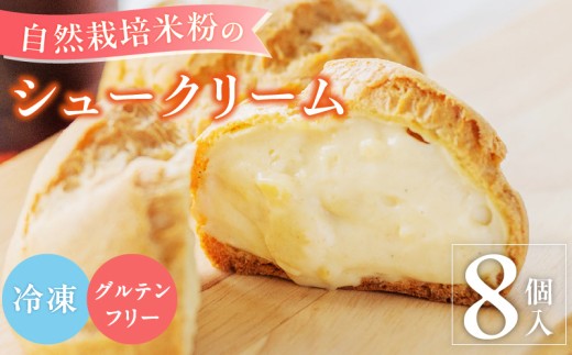 自然栽培 米粉のシュークリーム プレーン8個セット_自然栽培 米粉 シュークリーム プレーン セット 選べる 内容 こだわり グルテンフリー 銅なべ手だき カスタード 厳選 材料 便利 個包装 お裾分け 手土産 スイーツ お取り寄せ 福岡県 久留米市 送料無料_Dw058
