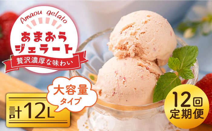 【全12回定期便】【2026年4月以降発送】先行予約！福岡産 あまおう ジェラート 1000ml＜南国フルーツ株式会社＞那珂川市 スイーツ [GCD051]