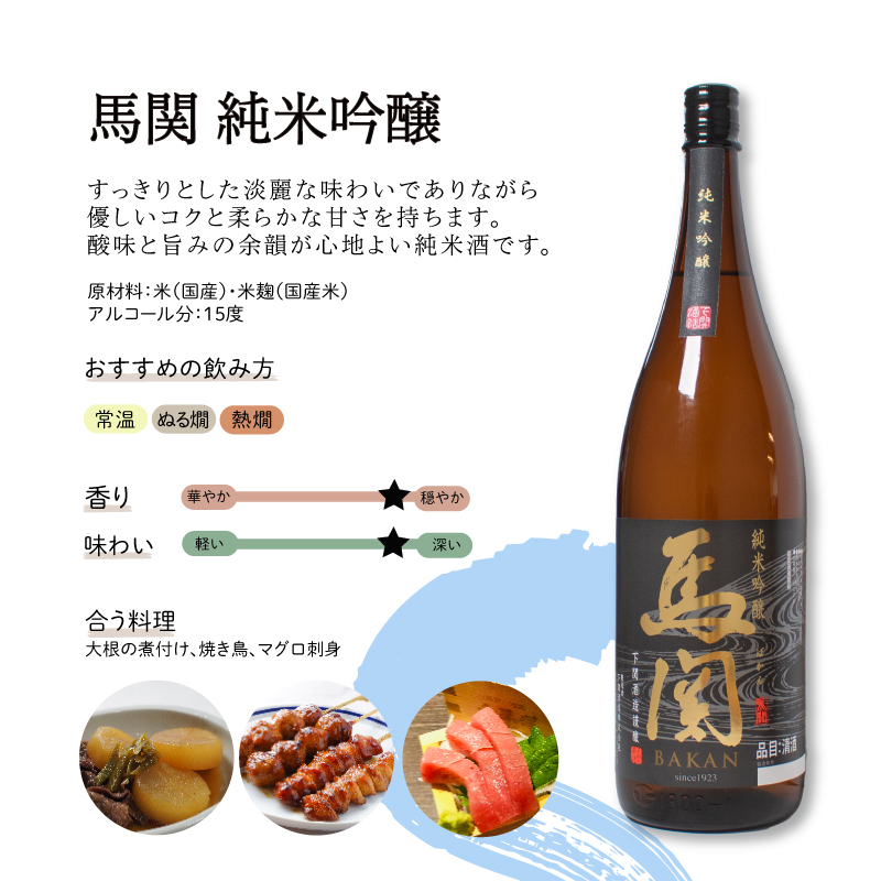 馬関 辛口吟醸 純米吟醸 1.8L × 2本 日本酒 飲み比べ 下関 山口