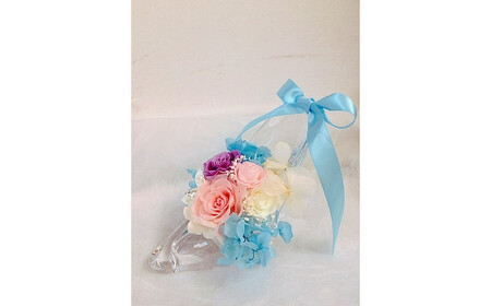 プリザーブドフラワー fleur misakiのガラスの靴シリーズ 「シンデレラのガラスの靴」 アレンジ ／ 開店祝い お祝い インテリア 雑貨 花 贈り物 プレゼント ギフト 奈良県 田原本町