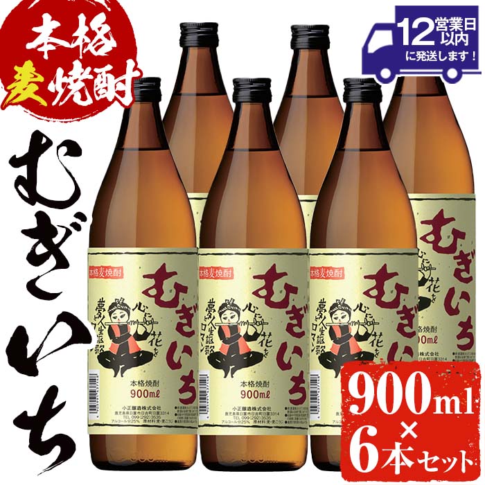 【ふるさと納税】本格麦焼酎むぎいち(900ml×6本・計5.4L) 焼酎 酒 麦 麦焼酎 麹 こうじ ギフト 贈答 アルコール 25％ セット 常温 常温保存【小正醸造】