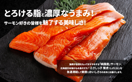 極☆凍結 北海道産 サーモン お刺身用ブロック 500g（90g～120ｇ×5P） HOKP005 | サーモン