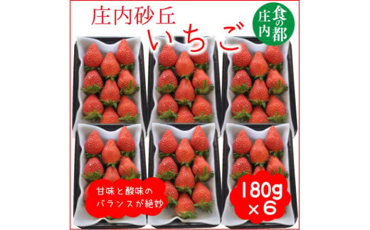 食の都庄内　庄内砂丘のいちご6パック（2L～L）やや小粒も含む※令和7年1月中旬頃より発送開始予定