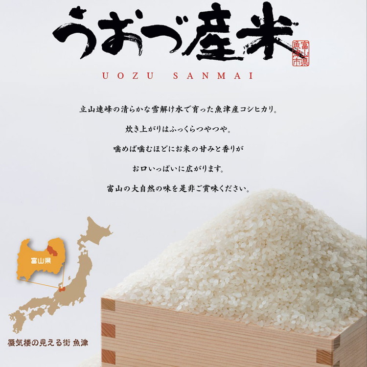 【令和7年度米】【6ヶ月定期便】 富山県 うおづ産米「コシヒカリ」15kg（5kg×3袋）（精米）｜6回 こしひかり 白米 精米 雪解け水 あまみ 冷めても 美味しい ※北海道・沖縄・離島への配送不可