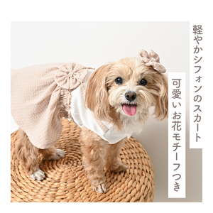 サッカーシフォンワンピース ピンク おそろいヘアピンつき  ドッグウェア【ココアトワ(cocoAtoi)】 Ｍ