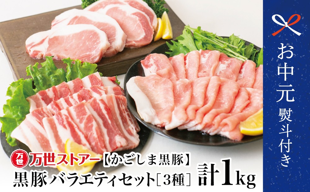 
                  【お中元ギフト】ブランド黒豚 かごしま黒豚 3種類 計1kg バラエティセット お肉 国産 豚肉 鹿児島県産 冷凍 南さつま市 贈り物 ギフト 贈答用
                