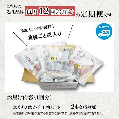 ふるさと納税 長崎市 【毎月定期便】【長崎加工】訳ありおまかせ干物セット8種類(24枚)全12回 |  | 01