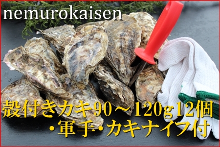 【北海道根室産】殻付カキ90～120g×12個 A-57055