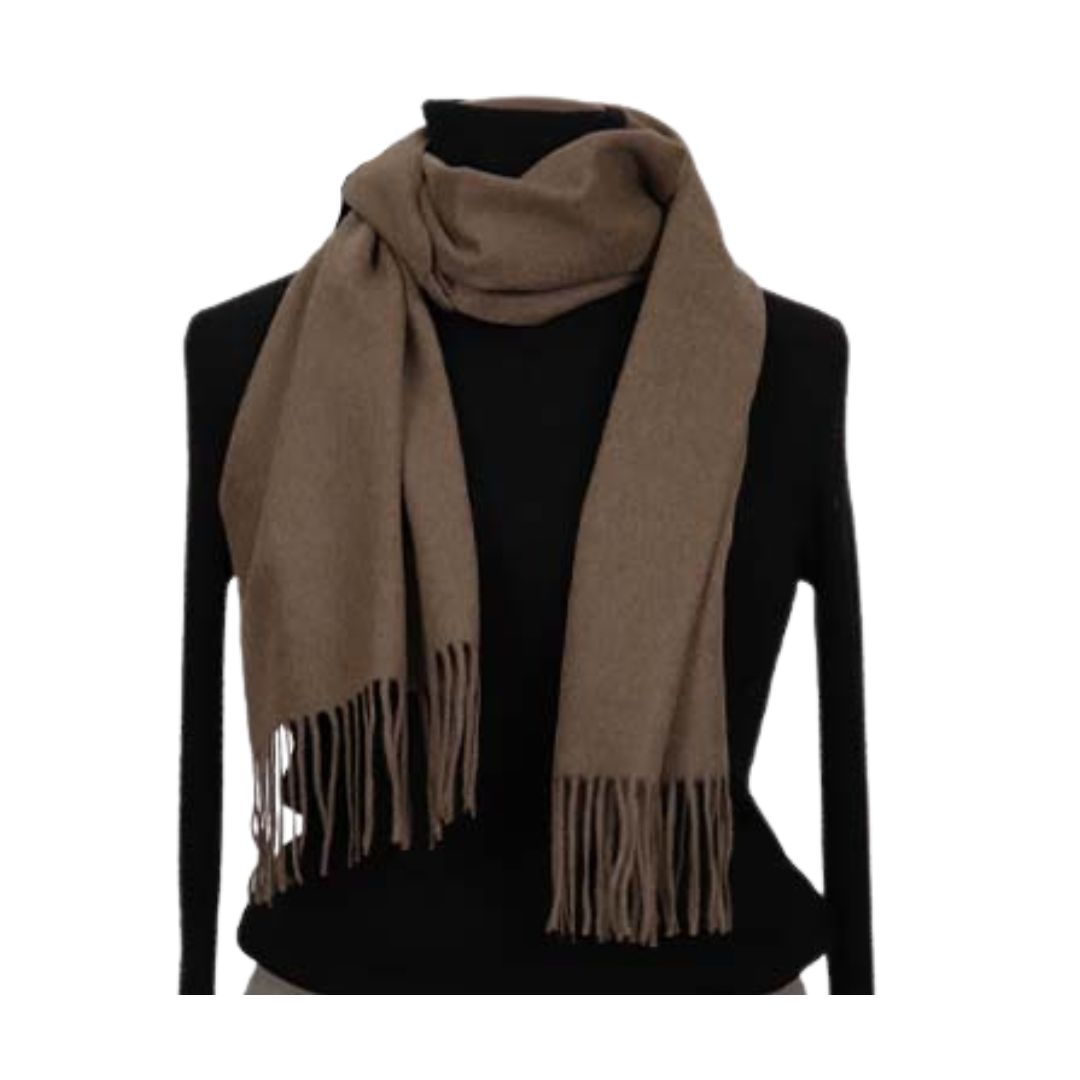 【ふるさと納税】無染色 カシミヤ マフラー 無地 66401 男女兼用 ブラウン ／ まちづくり観光振興機構 防寒 レディース メンズ 通勤 通学 プレゼント ギフト 奈良県 田原本町