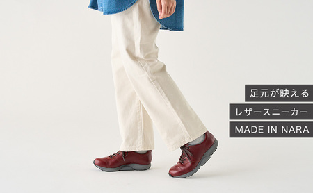 MIDFOOT ( ミッドフッド ) 婦人靴 レザースニーカー MF002JL ( ワイン ) 4E　【 ファッション 靴 シューズ スニーカー レディース 】 【 お洒落 レザーシューズ オイルレザ