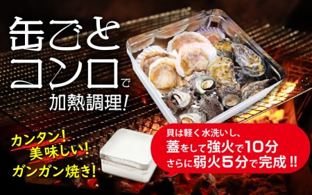 缶焼き 海鮮ガンガン焼きセット 国産貝3種盛(サザエ、カキ、ほたて)【BBQ アウトドア 海鮮 食べ比べ お手軽 冷凍】 [e04-a018]