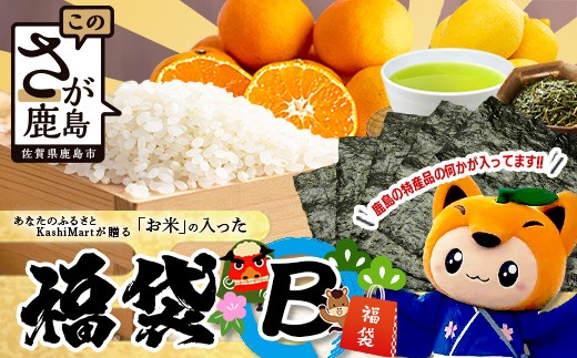 あなたのふるさとKashiMartが贈る「お米」の入った福袋B D-282 新年 年末 お正月 年始 佐賀 鹿島 九州 米 こめ コメ 精米 海苔 みかん レモン