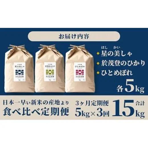 【定期便 3回】3ヶ月連続でお届け 星の美しゃ・於茂登のひかり・ひとめぼれ 5kg が毎月交互に届く(合計15kg)  石垣島産 MK-8