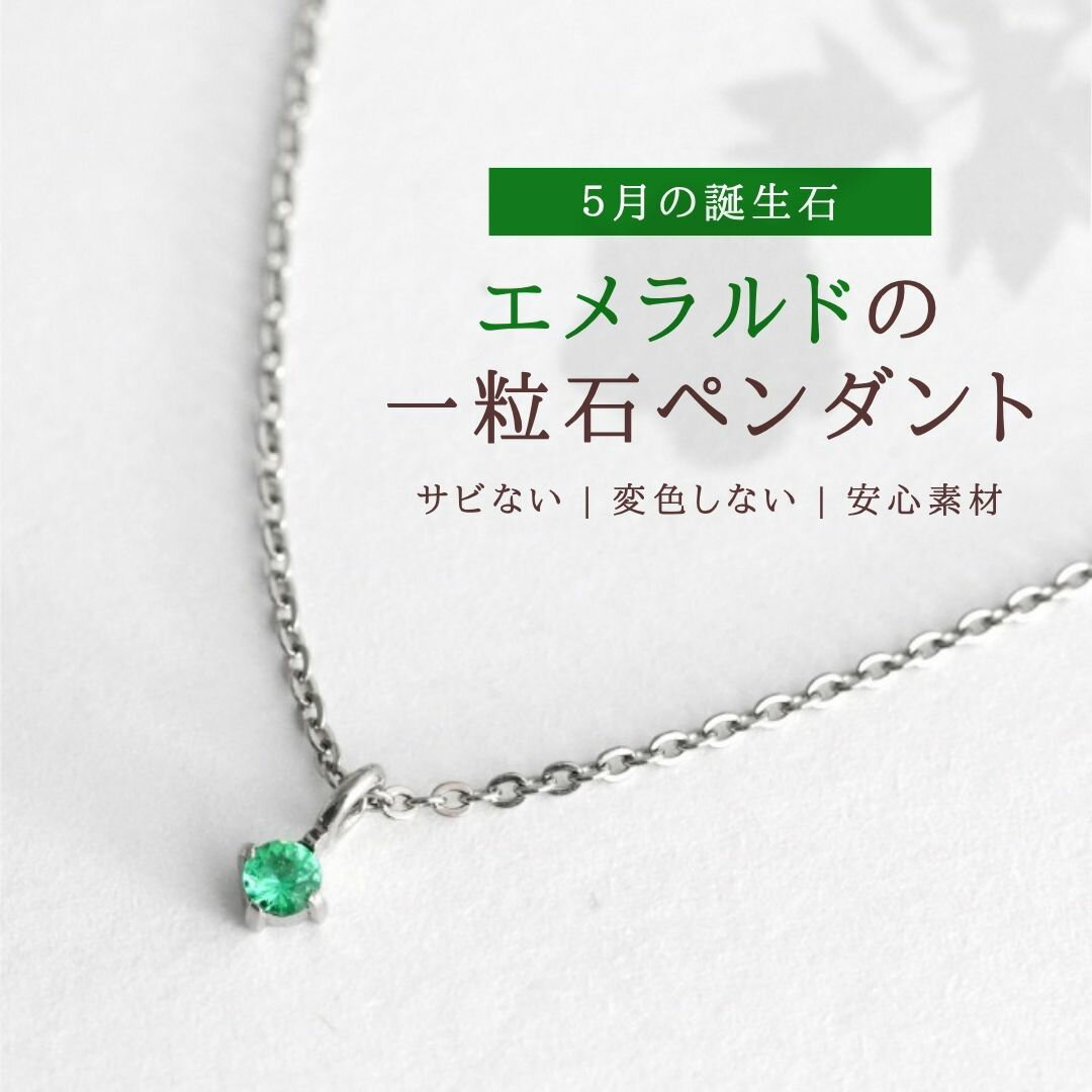 【ふるさと納税】純チタン エメラルド 一粒石 ペンダント 誕生石 ネックレス 変色しにくい ギフト 新潟県 弥彦村