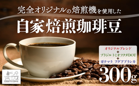 自家焙煎 コーヒー豆 オリジナルブレンド・ブラジル トミオフクダDOT・ガテマラ アグアブランカ 各100g×3個セット 300g