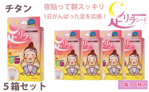 足リラシート 1箱（30枚入り）×5箱セット 【チタン】 竹樹液 天然樹液シート フットケア 樹の恵本舗