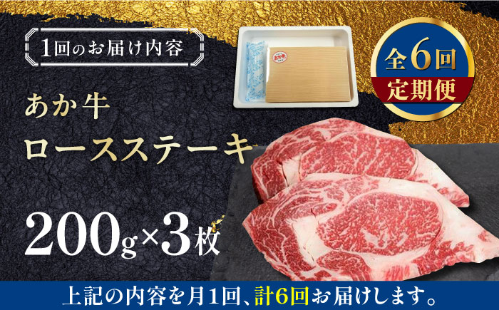 【全6回定期便】熊本県産 あか牛 ロースステーキ セット 計400g ( 200g × 2枚 ) 冷凍 専用タレ付き あか牛のたれ付き 熊本和牛【有限会社 三協畜産】[YCG070]