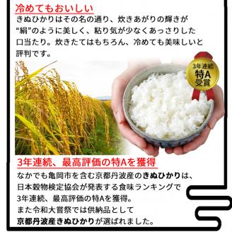定期便 無洗米 10kg 3ヶ月 真空パック 京都丹波産 キヌヒカリ 3回定期便 10kg （2kg×5袋） ×3回 計30kg ※受注精米