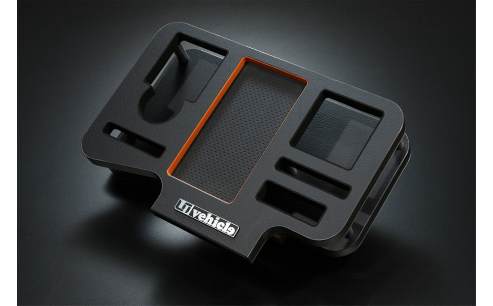 【トヨタ 200系ハイエース用】ドリンク&スマホホルダー　レザーブラック