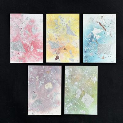 ふるさと納税 中野市 箔ポストカード　5枚選-1