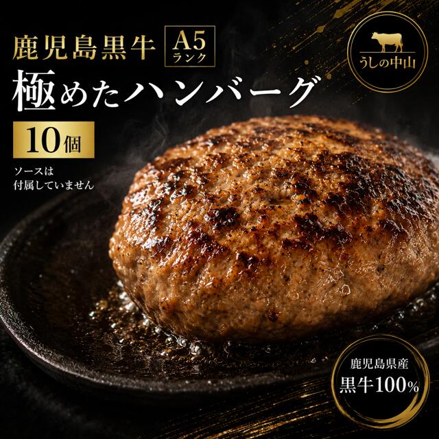 【ふるさと納税】 鹿児島県産 黒牛 A5 ランク 極めたハンバーグ 10個 うしの中山 日付指定不可 ハンバーグ 黒毛和牛 お歳暮 お中元 お祝い 祝い 牛肉 肉 焼き 肉汁 人気 レシピ ソースなし 献立 一品 ディナー おいしい ジューシー 黄金レシピ 贈り物 ギフト 小分け