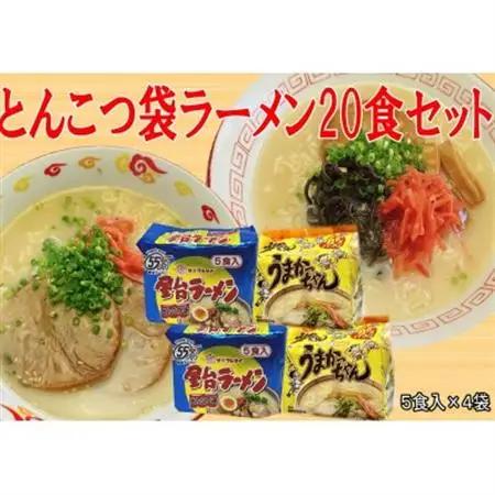九州の味豚骨ラーメン2種×10食セット(うまかっちゃん10食・屋台ラーメン10食:計20食)大牟田市_麺 ラーメン  らーめん 拉麺_【1547265】