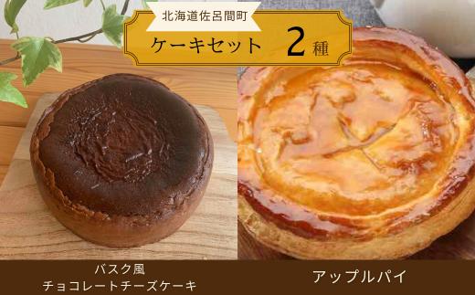 2種のケーキセット（バスク風チョコレートチーズケーキ・アップルパイ） 【 ふるさと納税 人気 おすすめ ランキング 菓子 ケーキ バスク風 チョコレートチーズケーキ アップルパイ 甘い 美味しい 北海道 佐呂間町 送料無料 】 SRMJ039