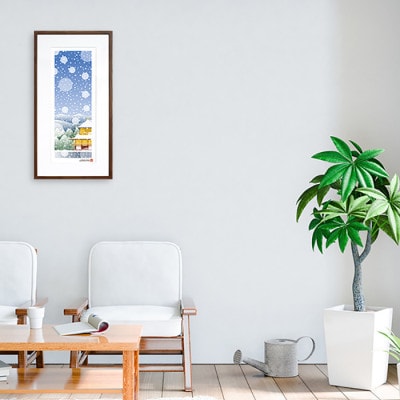 ＼注目の和紙アート/ 【絵画】京の冬(金閣寺と雪)額装サイズ300mmx600mm　阿波紙【1275379】