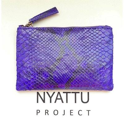 ふるさと納税 清須市 NYATTU PROJECT　天然パイソン革(ヘビ革)フラグメントケース(ポーチ)グレープダイヤ