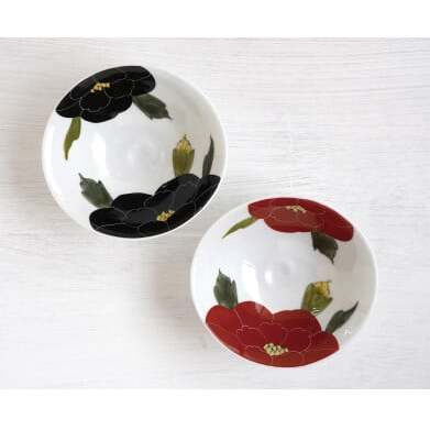 有田焼 泰山 赤牡丹・黒牡丹 俵小丼2枚セット A30-338_イメージ5